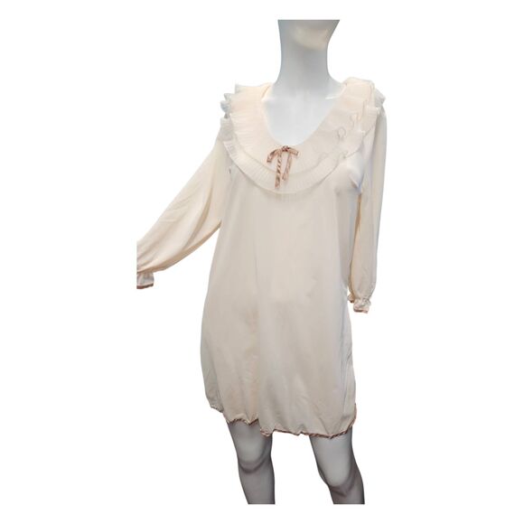 Chic Cream Ruffle Pajama Dress - Picture 3 of 10